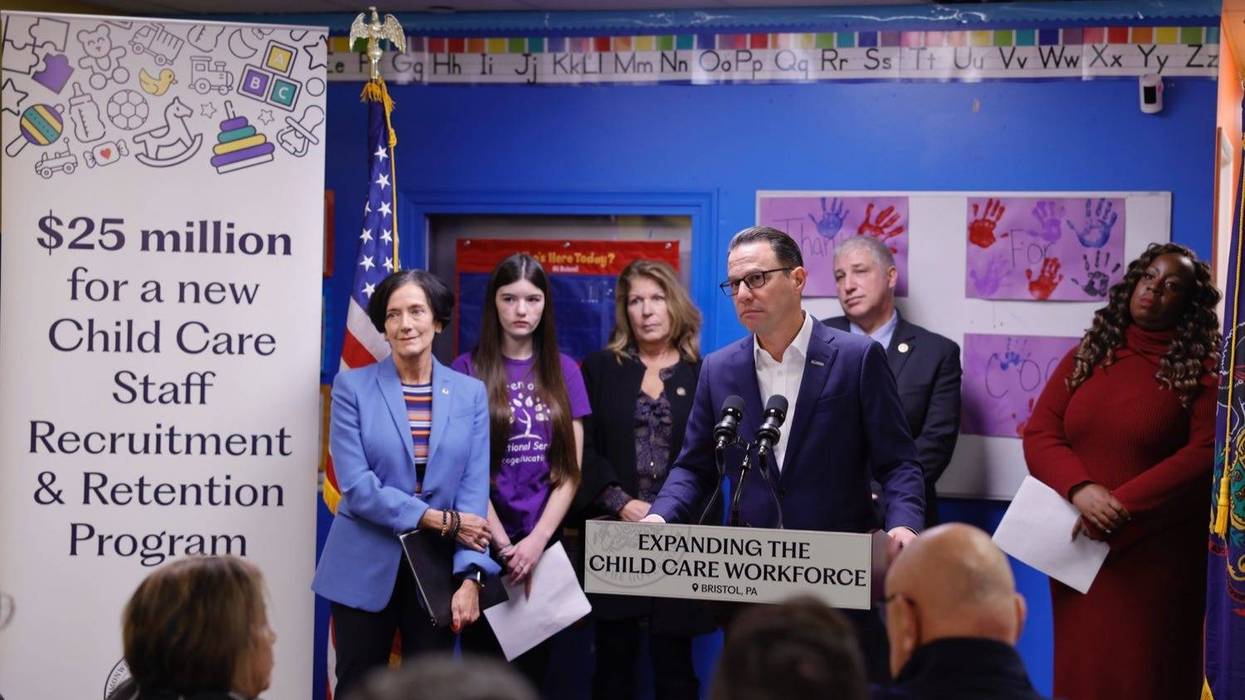 Gov. Josh Shapiro visited a child care facility in Bristol to highlight new recruitment and retention bonuses for child care workers in the commonwealth.