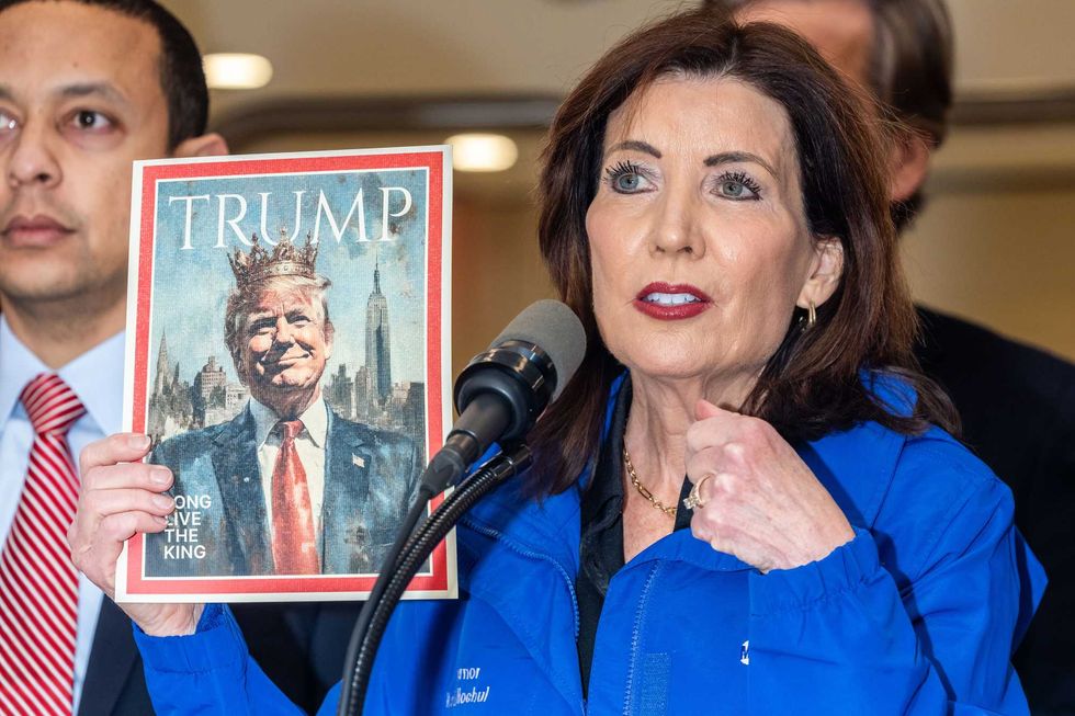 Gov. Kathy Hochul addresses the media following President Trump