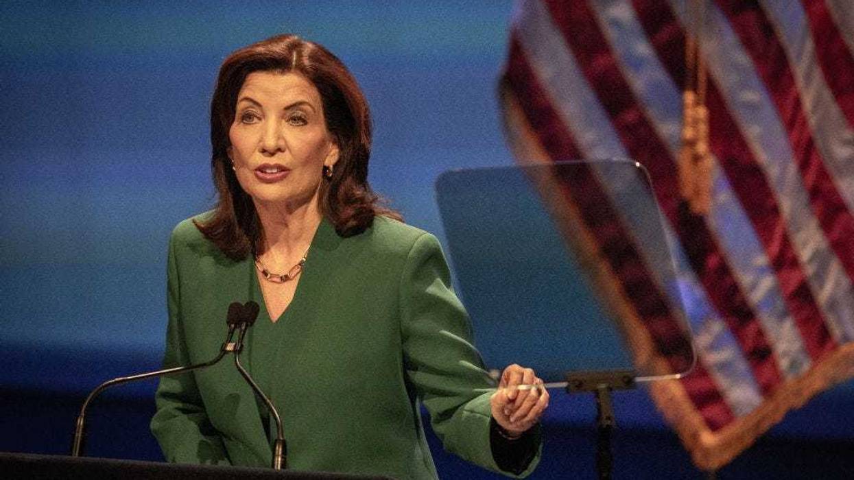 Gov. Kathy Hochul delivers her State of the State speech at the Empire State Plaza Convention Center in Albany on Jan. 14, 2025.