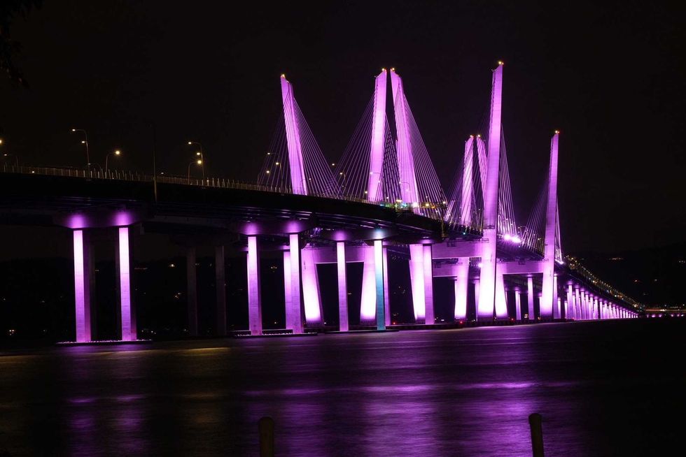 Gov. Kathy Hochul had state landmarks lit purple on Friday in honor of International Women