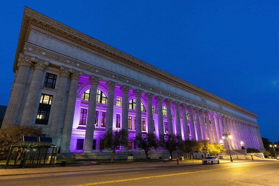 Gov. Kathy Hochul had state landmarks lit purple on Friday in honor of International Women
