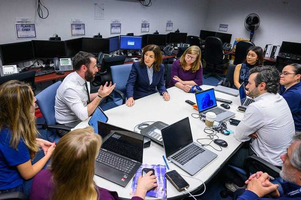 Gov. Kathy Hochul holds meeting with public safety officials to ensure election integrity on Nov. 5, 2024.