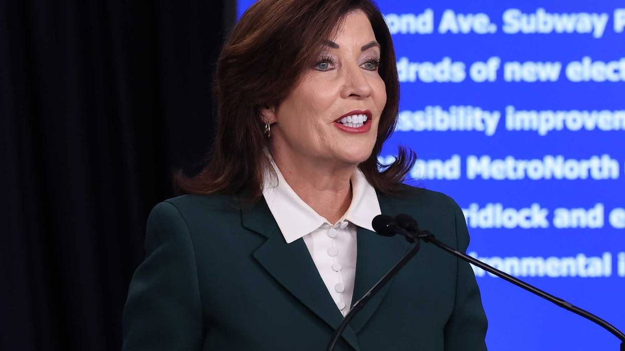Gov. Kathy Hochul speaks during a press conference at her NYC office on Nov. 14, 2024 in New York City.