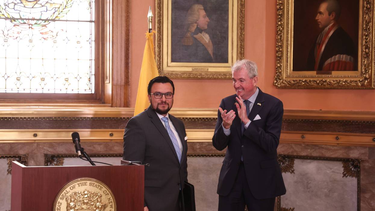 Gov. Phil Murphy announces his nomination of Michael Noriega as New Jersey Supreme Court judge in the New Jersey State House Rotunda on May 15, 2023.