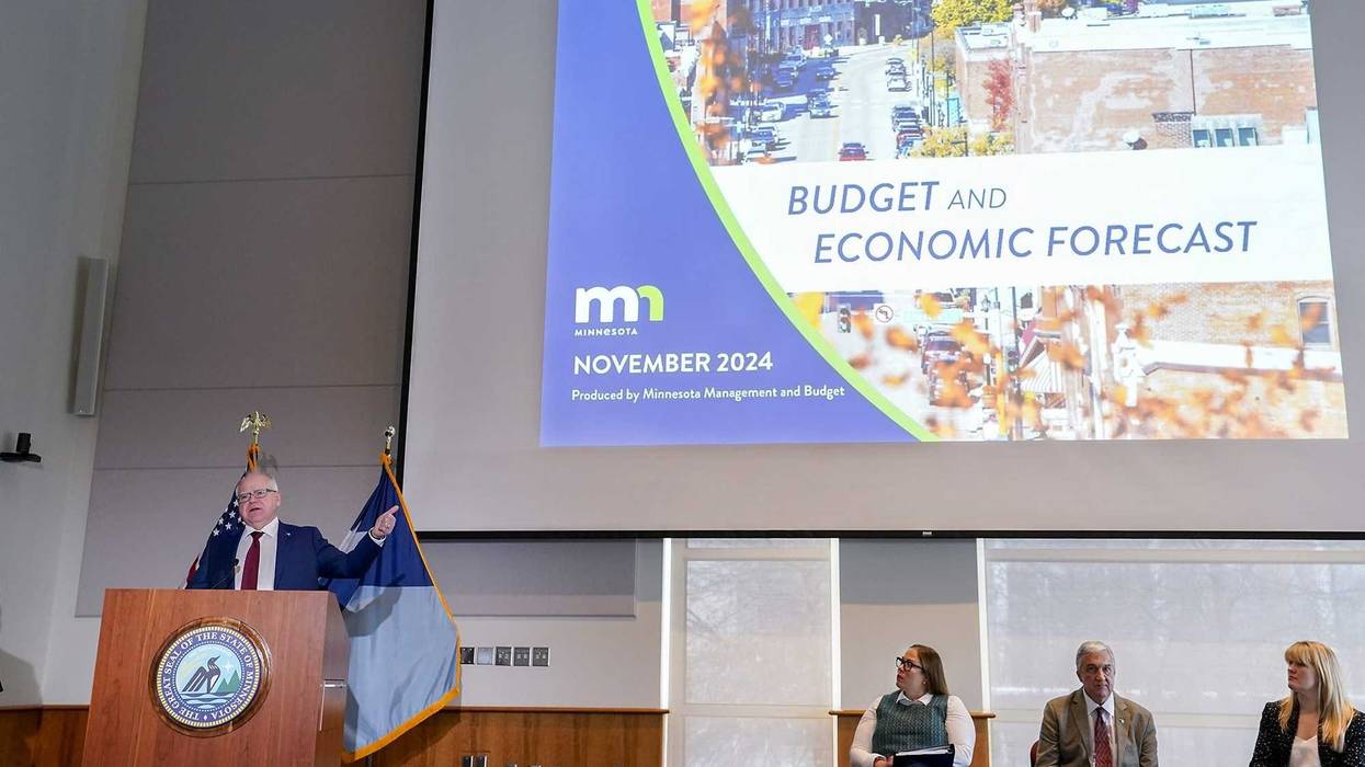 Gov. Tim Walz discusses the November 2024 Budget and Economic Forecast during a Dec. 4 news conference.