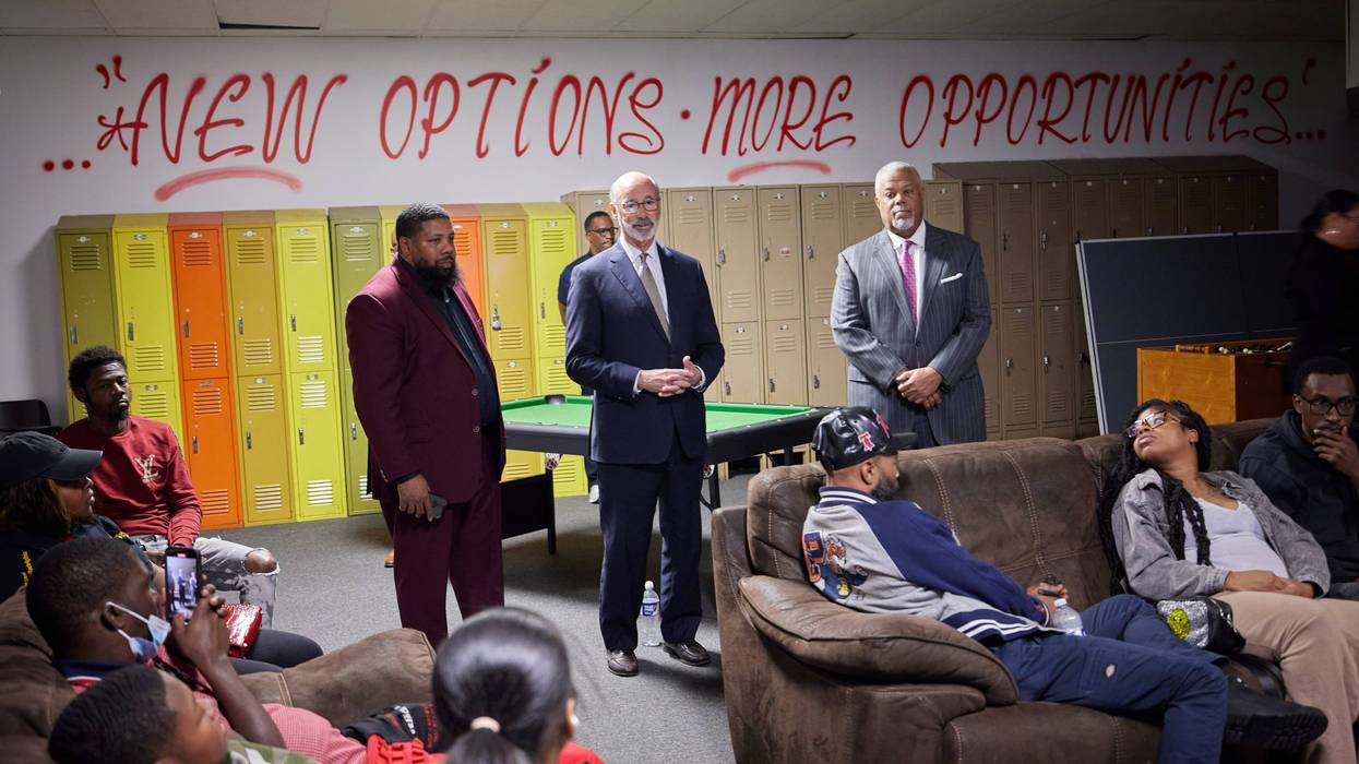 Gov. Tom Wolf at the NoMo Foundation in South Philadelphia.