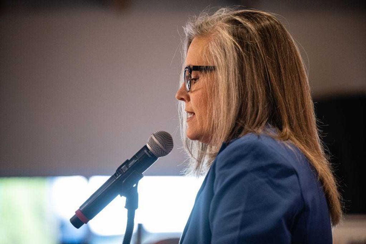 Governor-elect of Arizona Katie Hobbs speaks to attendees at a rally to celebrate her victory on November 15, 2022 in Phoenix, Arizona.