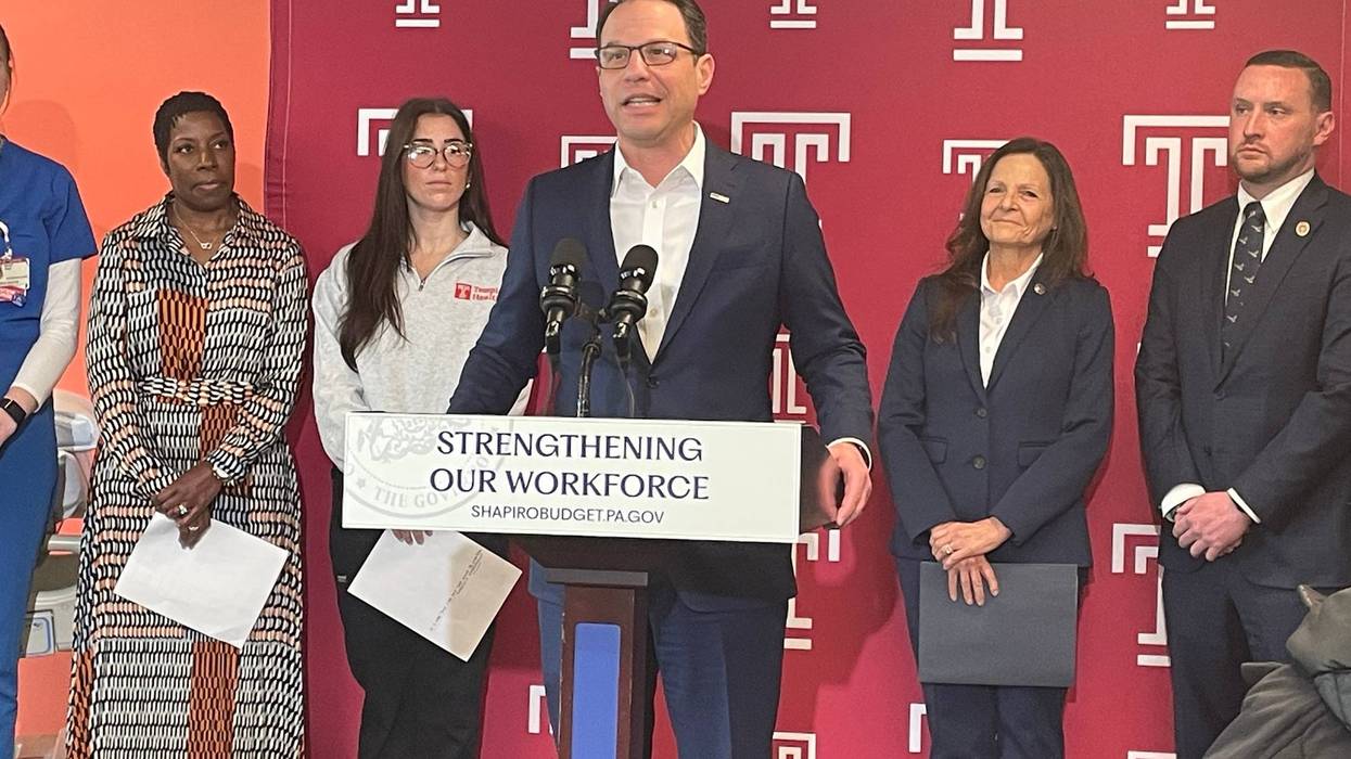 Governor Josh Shapiro speaks at a press conference on Temple Health's campus in Northeast Philadelphia on Thursday, March 6, 2025.
