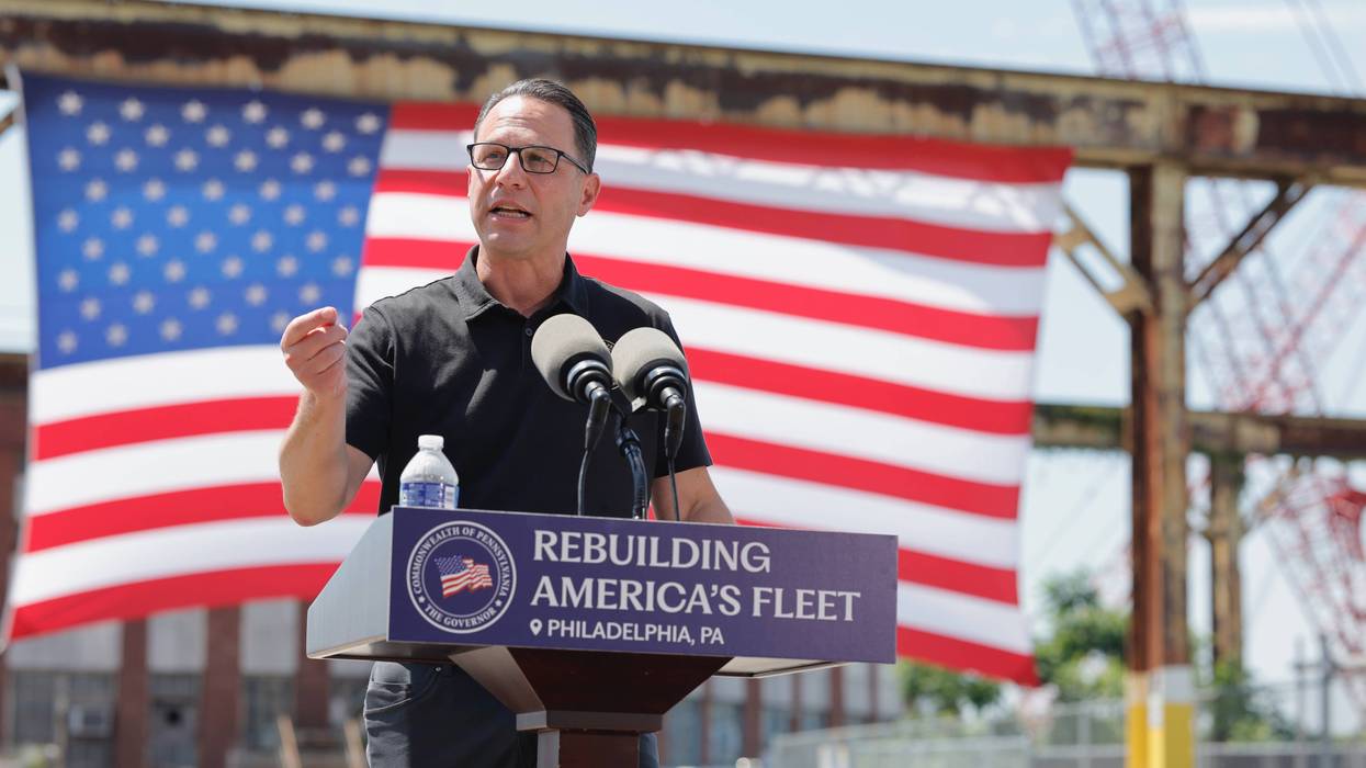Governor Josh Shapiro speaks at the Philadelphia Navy Yard on Thursday, July 3, 2025.