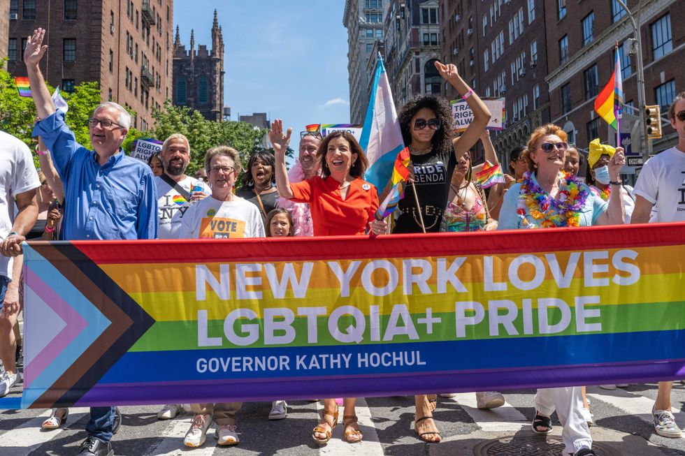 Governor Kathy Hochul marches in NYC Pride Parade.