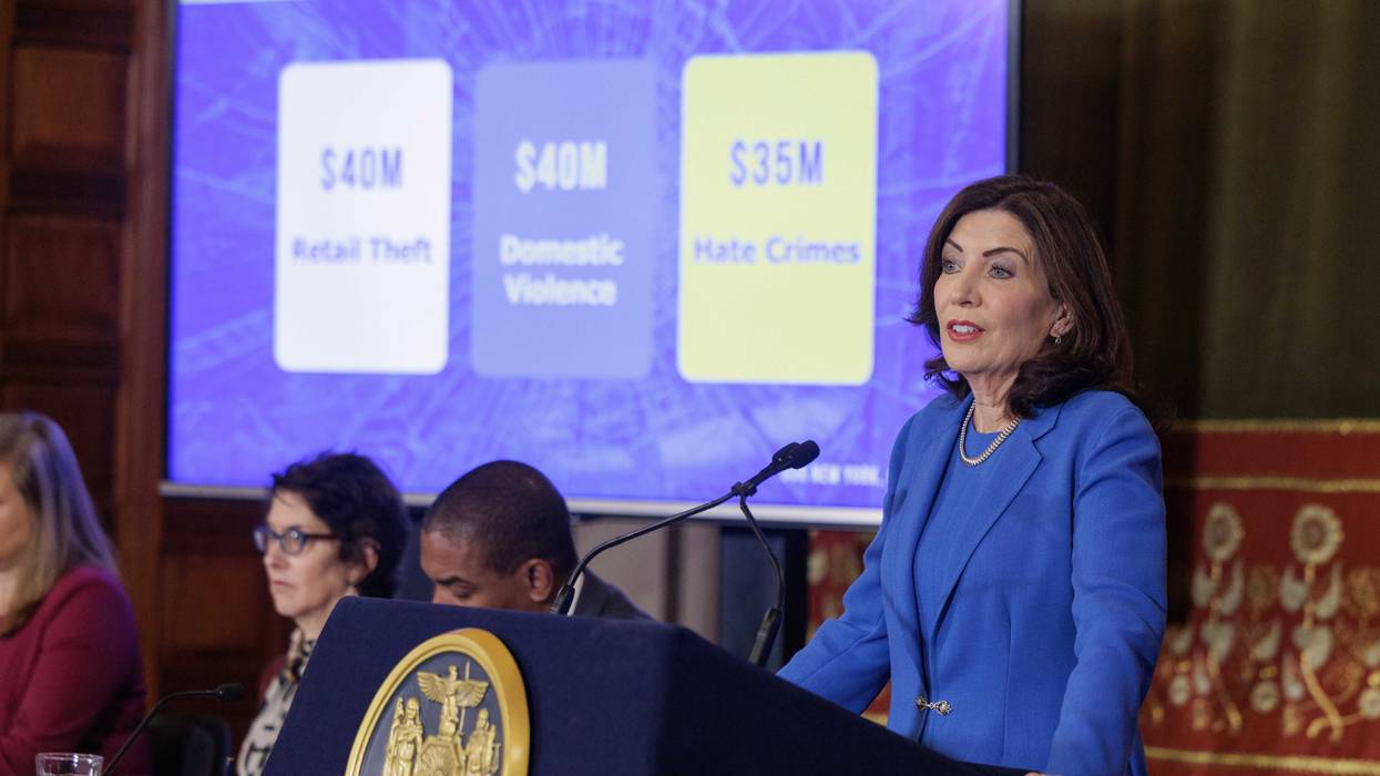 Governor Kathy Hochul presents the Fiscal Year 2025 Executive Budget in the Red Room at the State Capitol.
