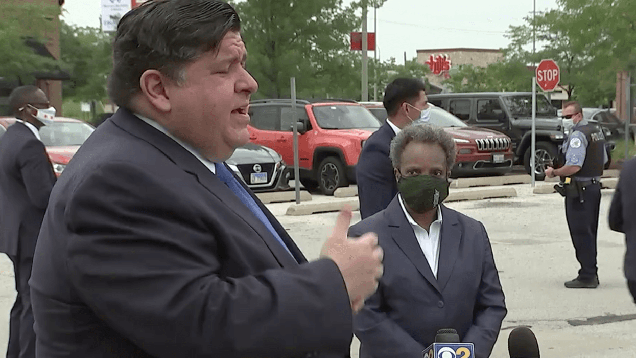 Governor Pritzker said he and Mayor Lightfoot talked earlier Monday as looting broke out from the North Side to the South Loop. He said the state is offering help.