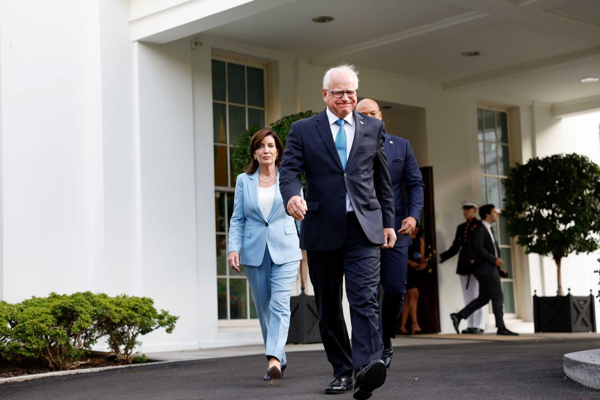 Governor Tim Walz of Minnesota at a news conference after a meeting with U.S. President Joe Biden at the White House on July 03.