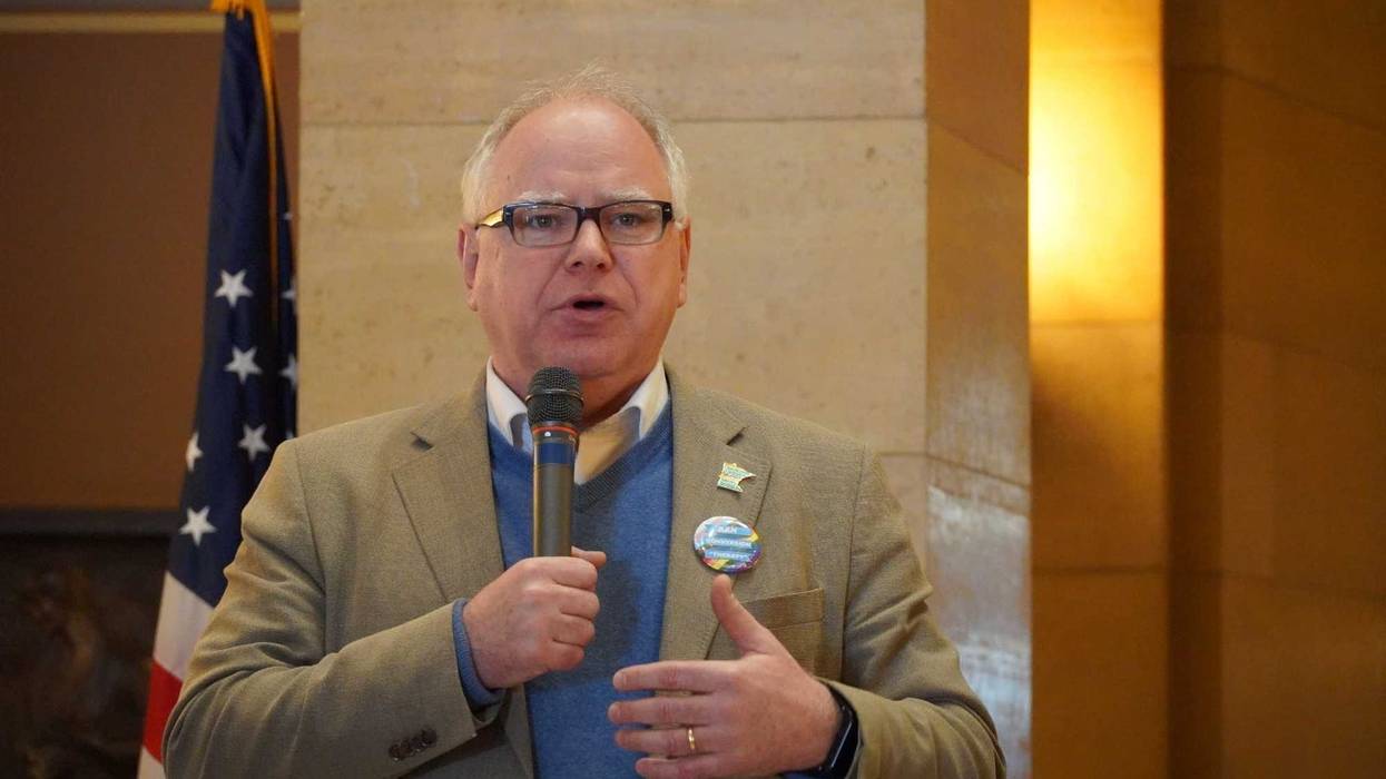 Governor Tim Walz with mic