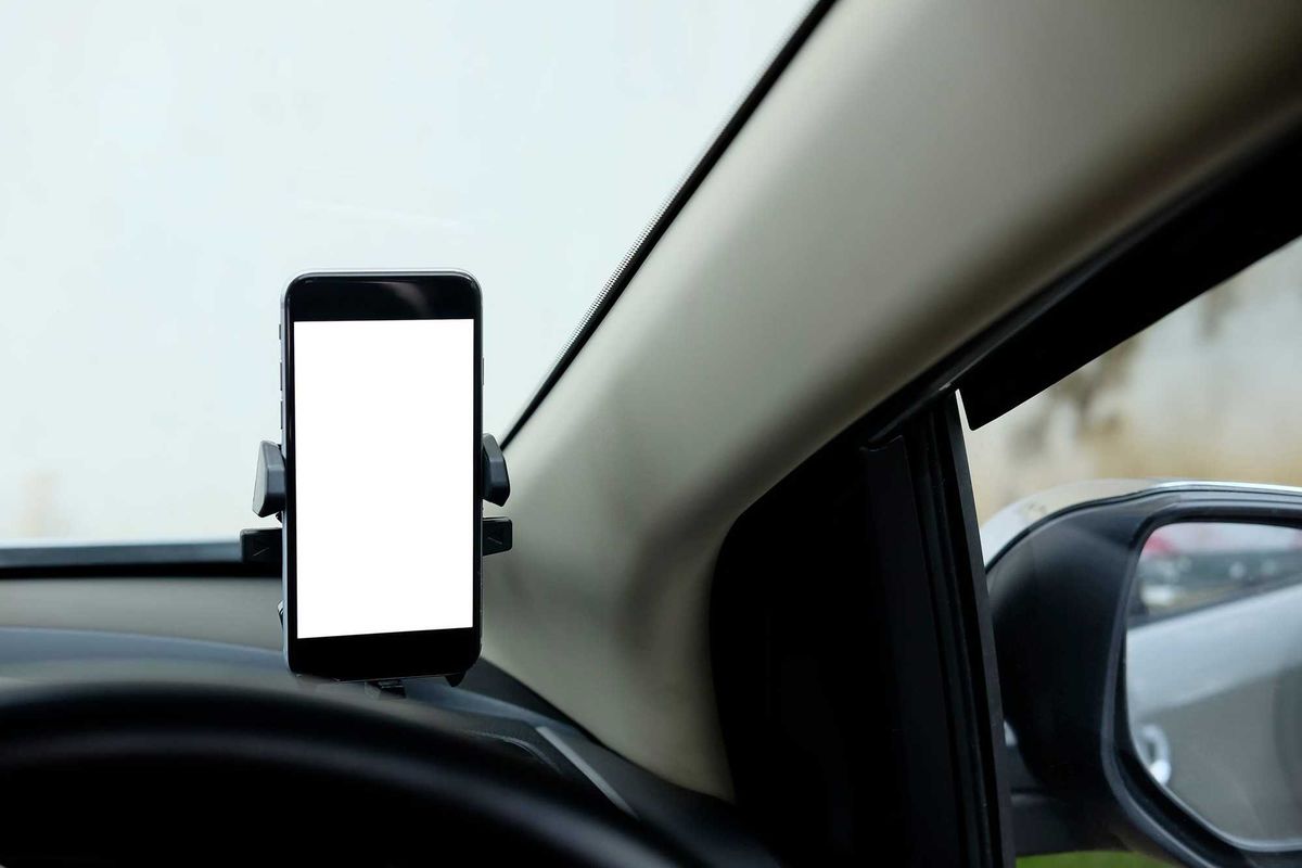 GPS in a car on a phone.