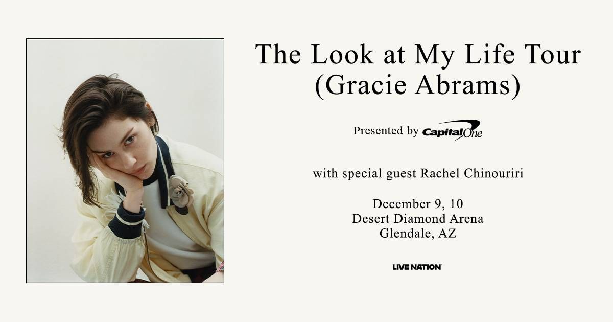 Gracie Abrams 'The Look at My Life Tour' concert poster. Features a portrait of her.