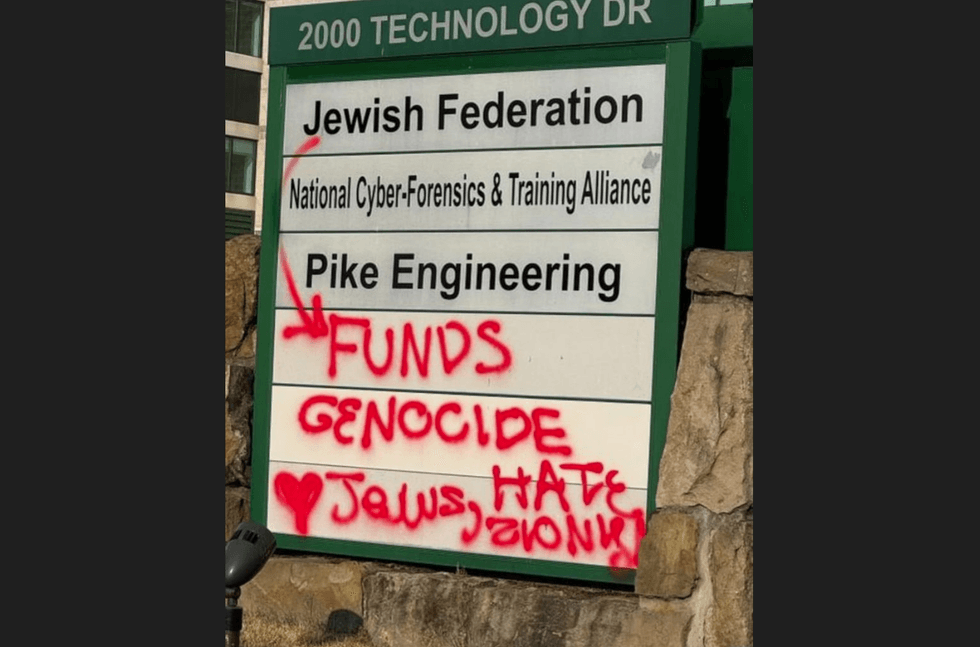 Graffiti at Jewish Federation on Pittsburgh