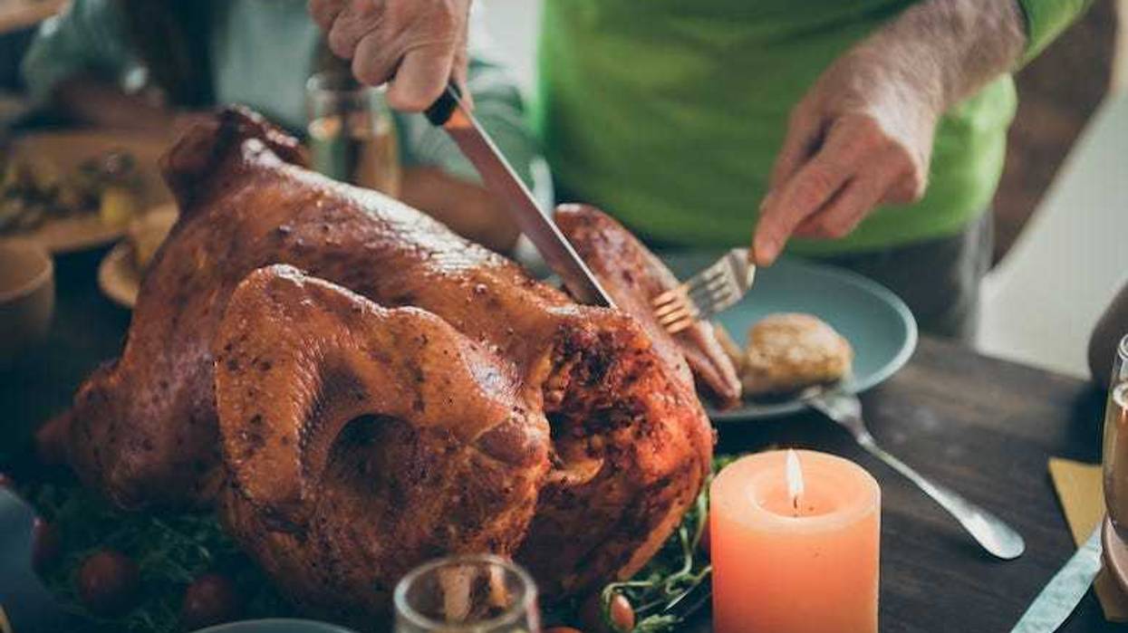 Grandfather, Turkey, Thanksgiving, Cutting Turkey