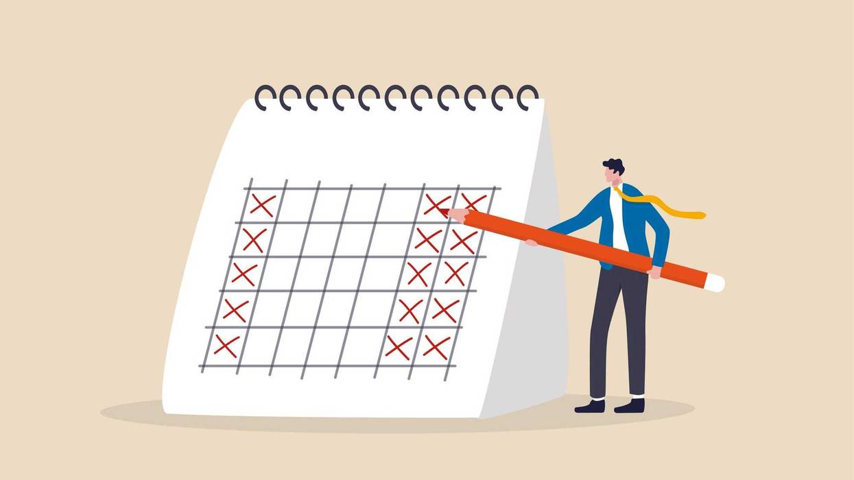 Graphic depicting a four-day work week.