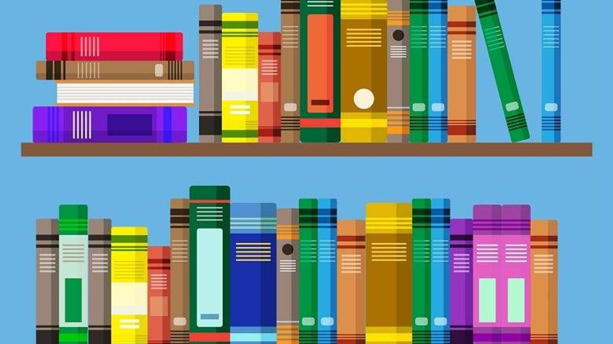 Graphic image of books on a shelf