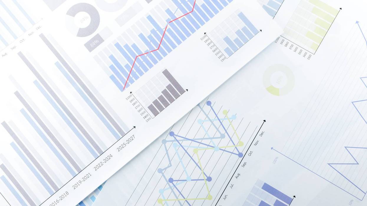 Graphs and information on a financial report