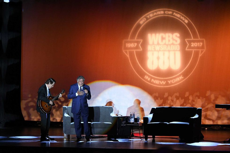 Gray Sargent (L) and Tony Bennett perform onstage during WCBS 880