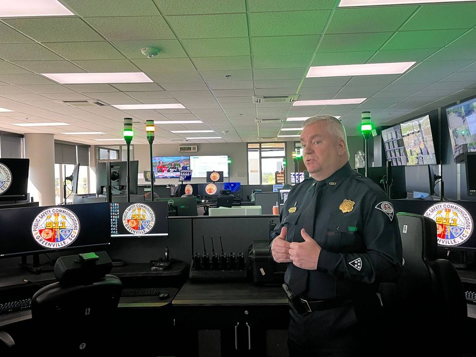 Greenville Police Chief Howie Thompson introducing the new dispatcher call center