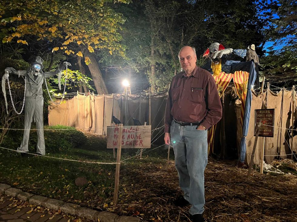 Greg Stewart in front of the maze