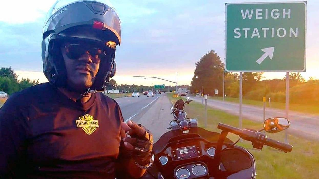 Greg Street outside a weigh station on his way to the 2019 BET Awards