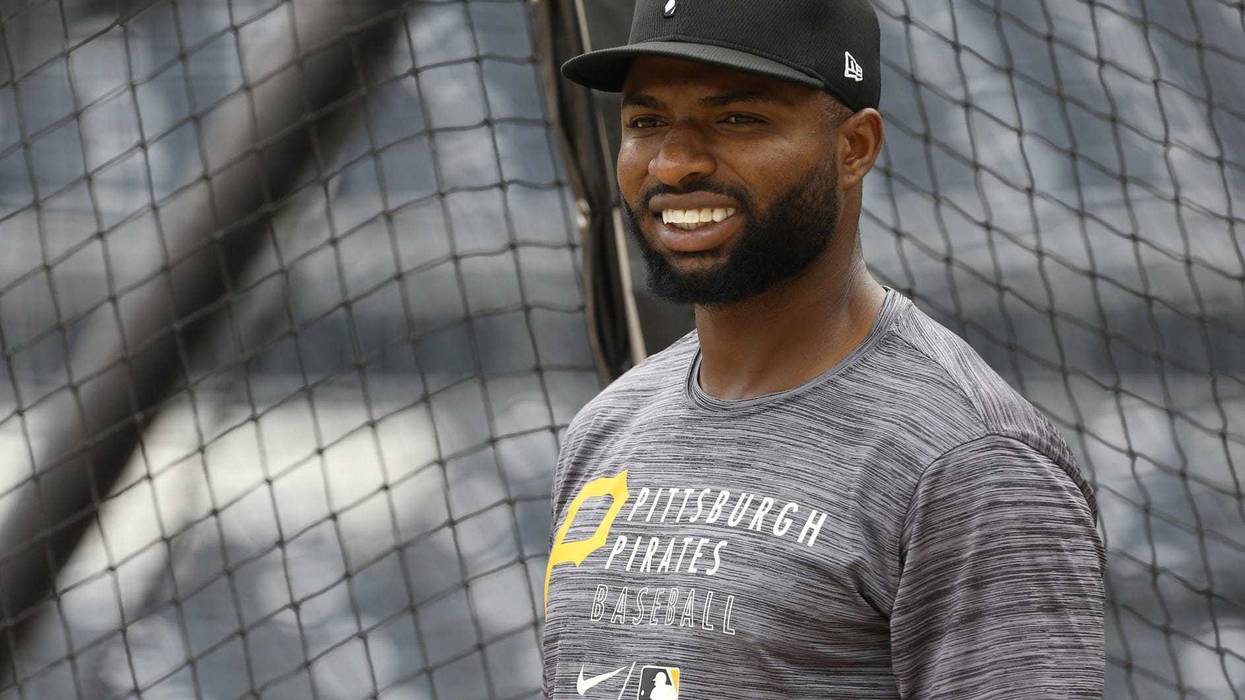 Gregory Polanco taking in batting practice with the Pittsburgh Pirates