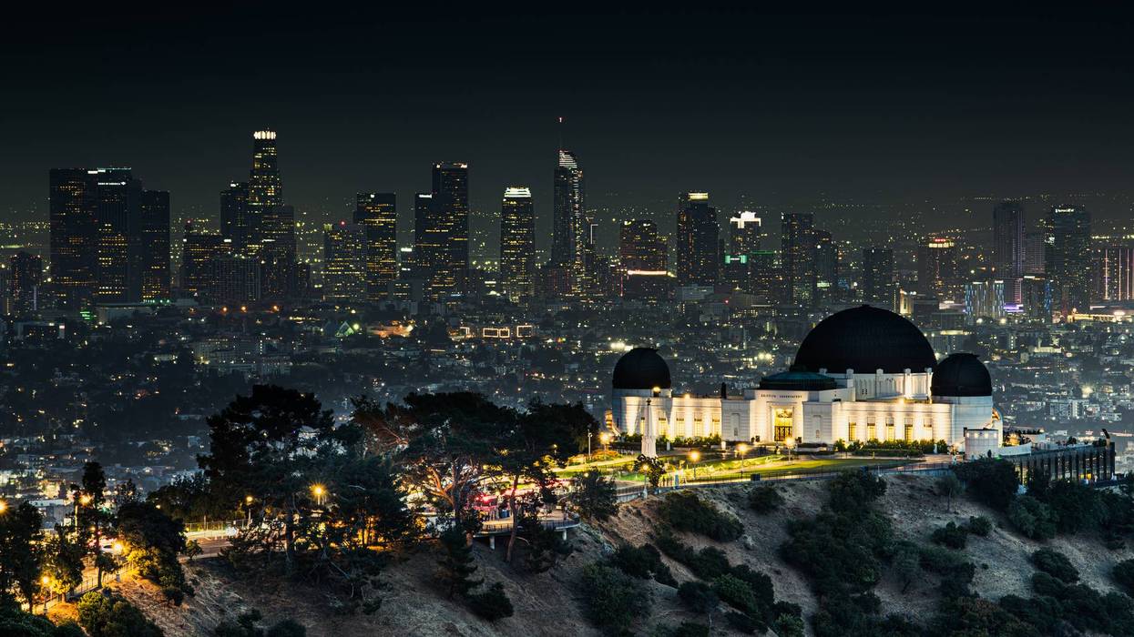 Griffith Center in Front of the Los Angeles Skyline at Night