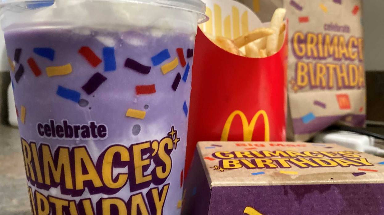 Grimace Birthday meal shake, boxes