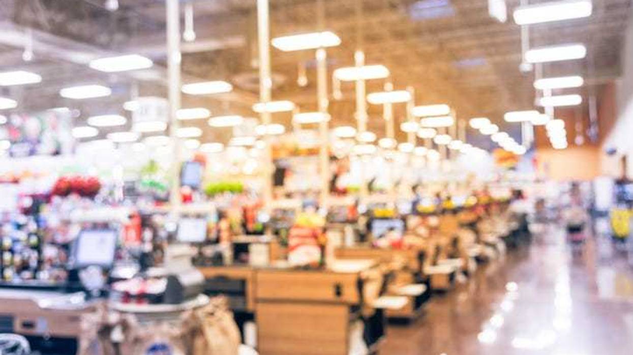 Grocery store checkout lines.