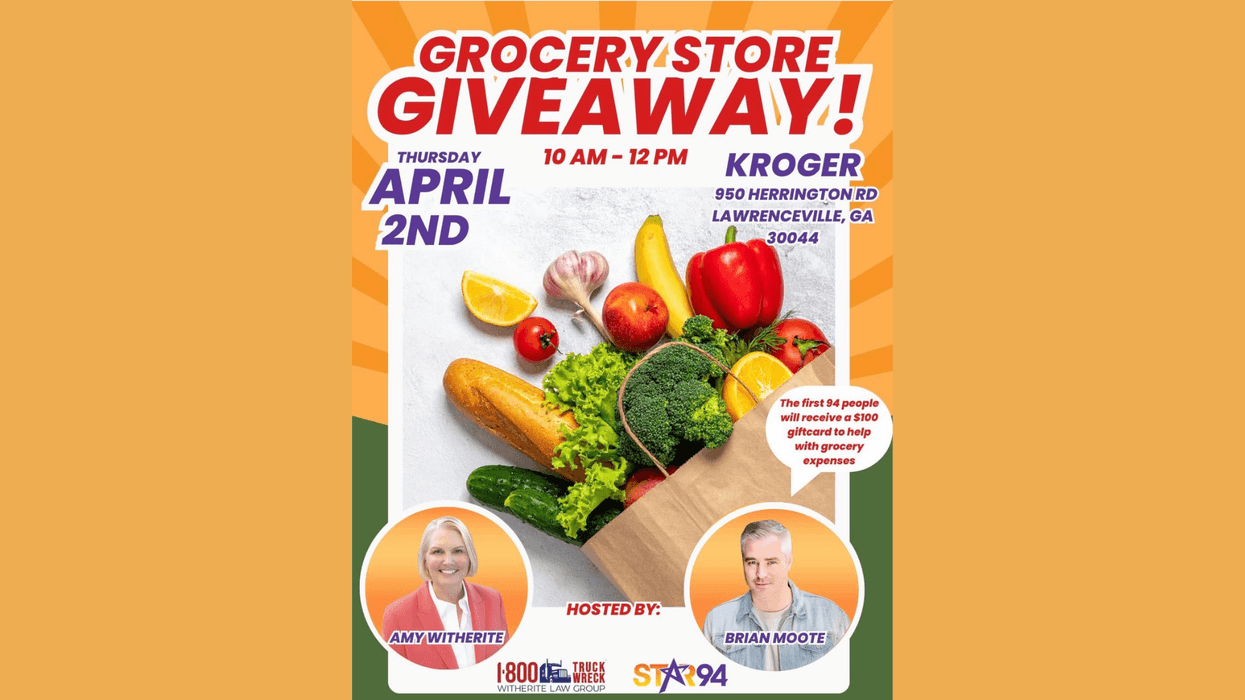 Grocery Store Giveaway flyer: April 2nd at Kroger. First 94 get $100 grocery gift cards.