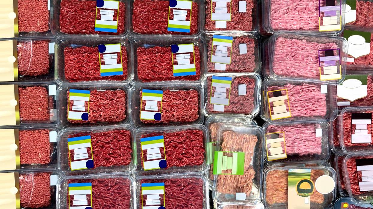 Ground Beef at supermarket refrigerator