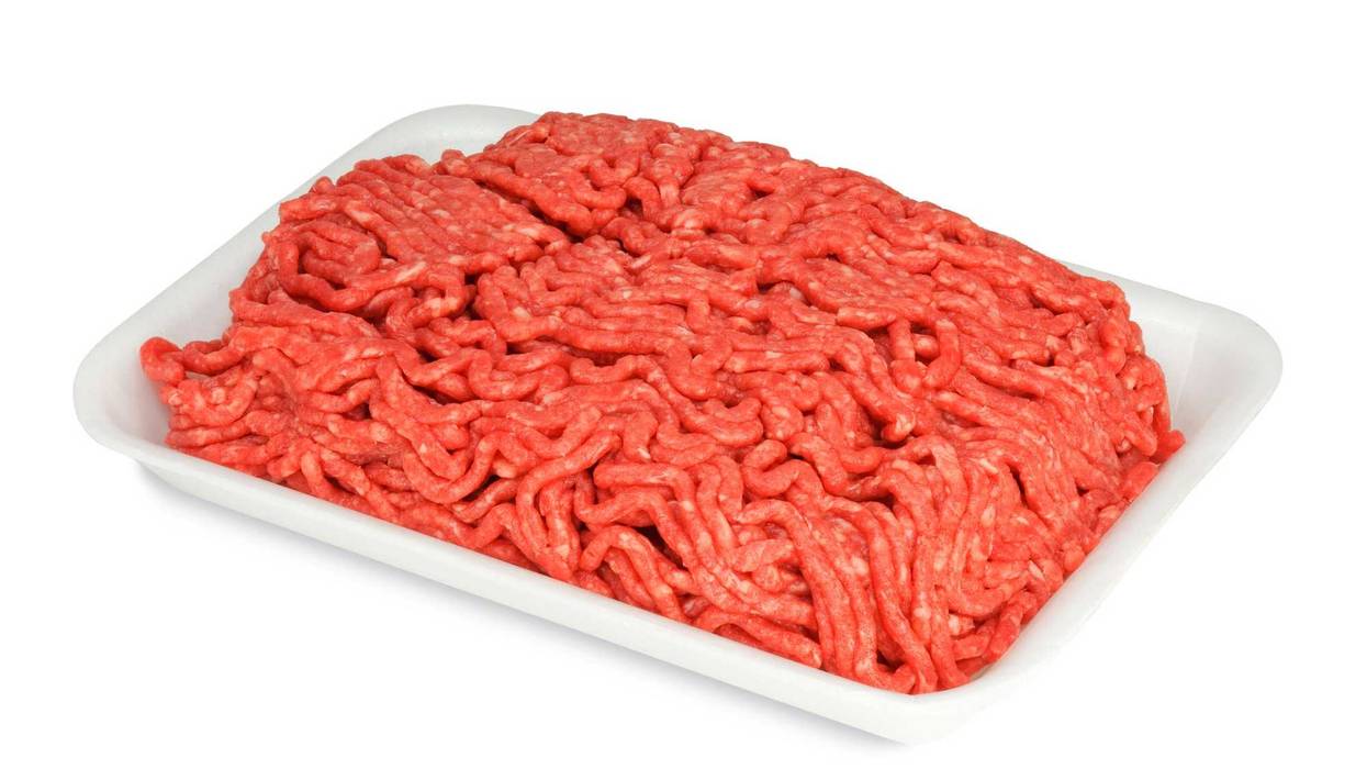 Ground beef in a package.