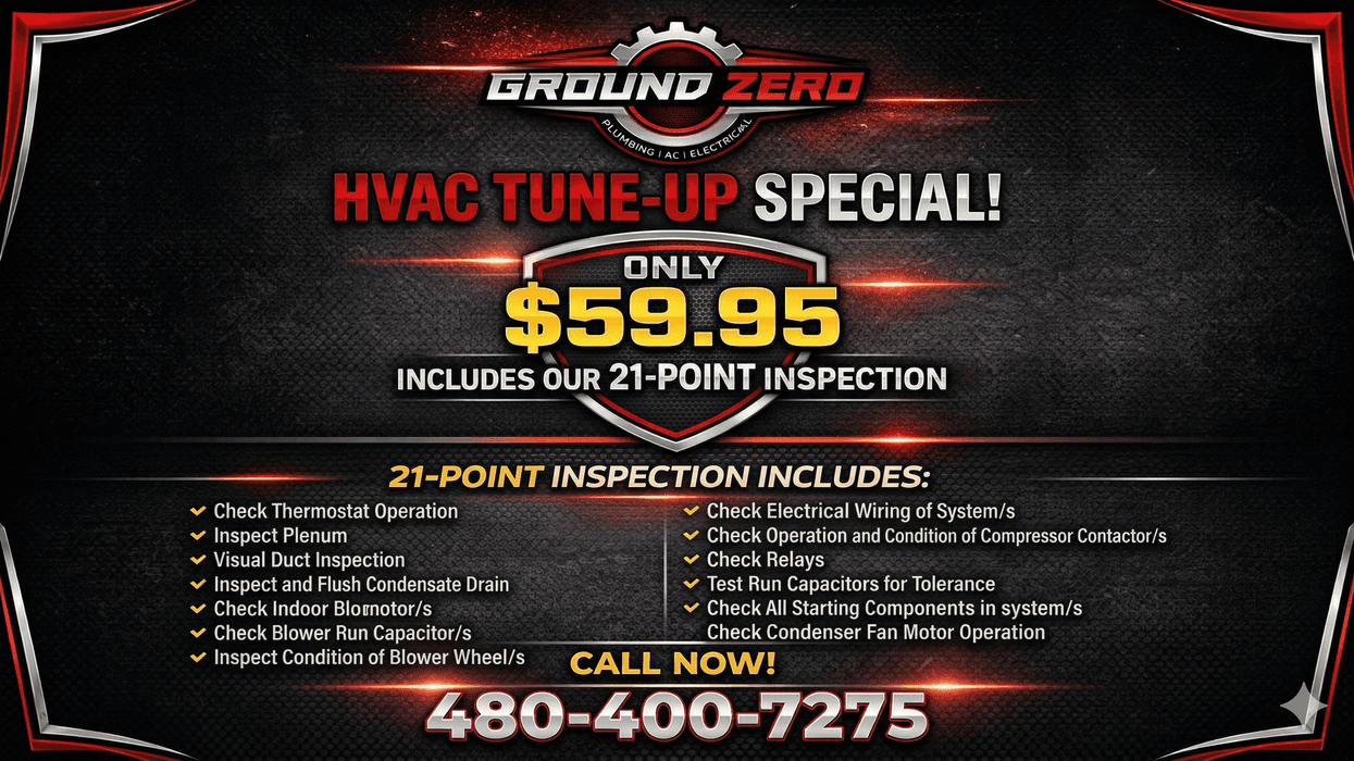 Ground Zero HVAC Tune-Up Special: $59.95 for 21-point inspection.