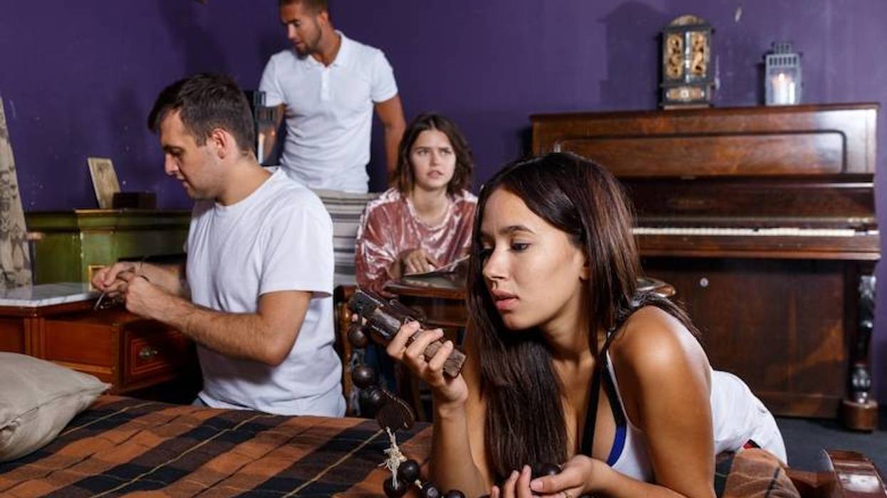Group of friends in an escape room