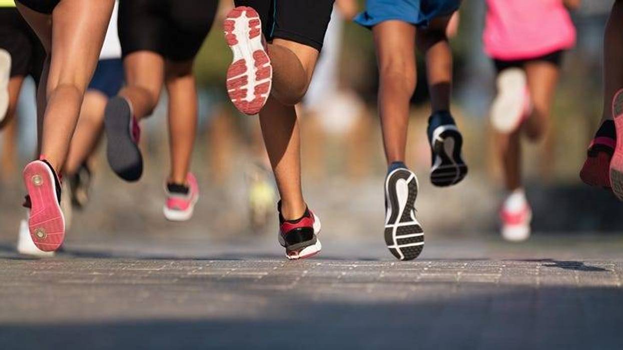 Group of people running.