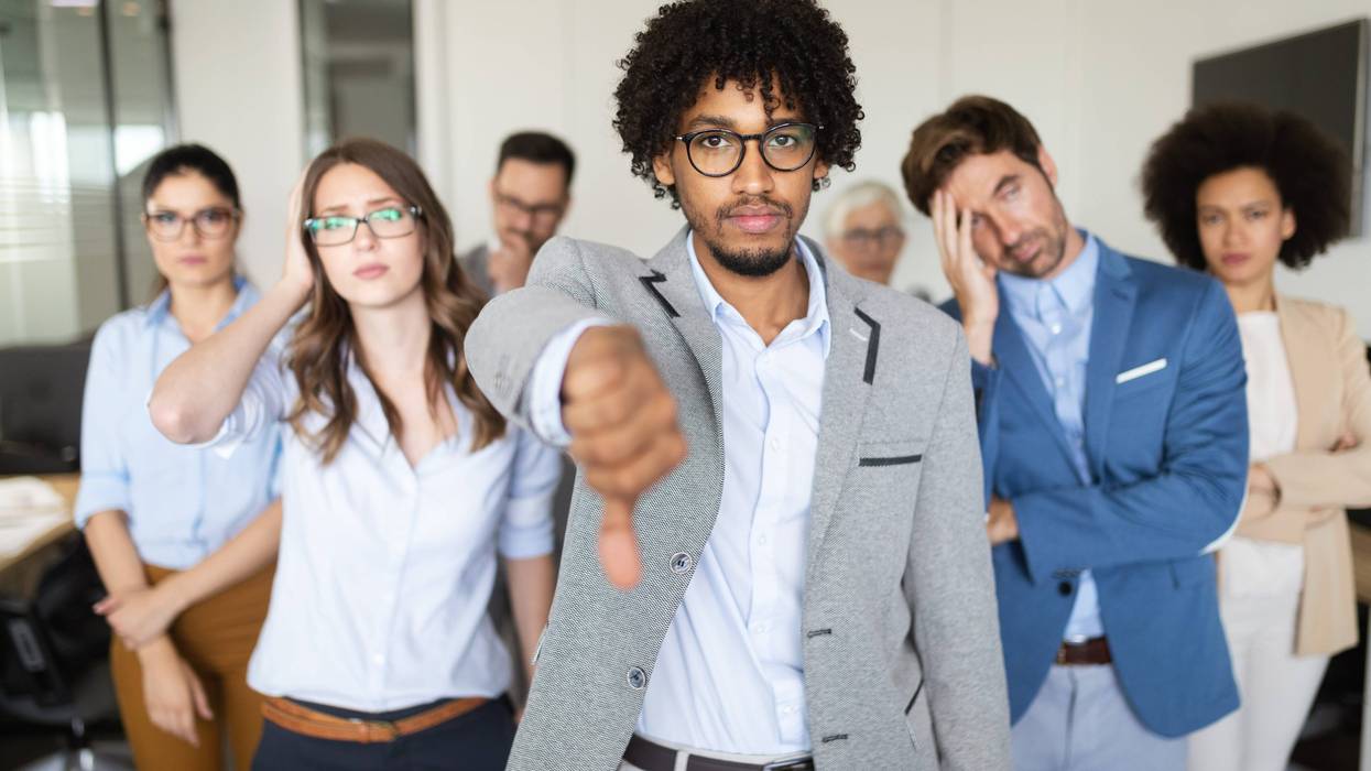 Group of unhappy people