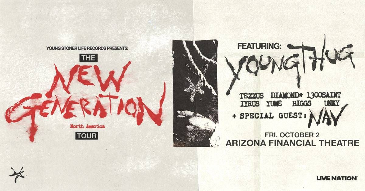 Grungy concert poster for YSL's 'New Generation Tour' featuring Young Thug, NAV. Oct 2.