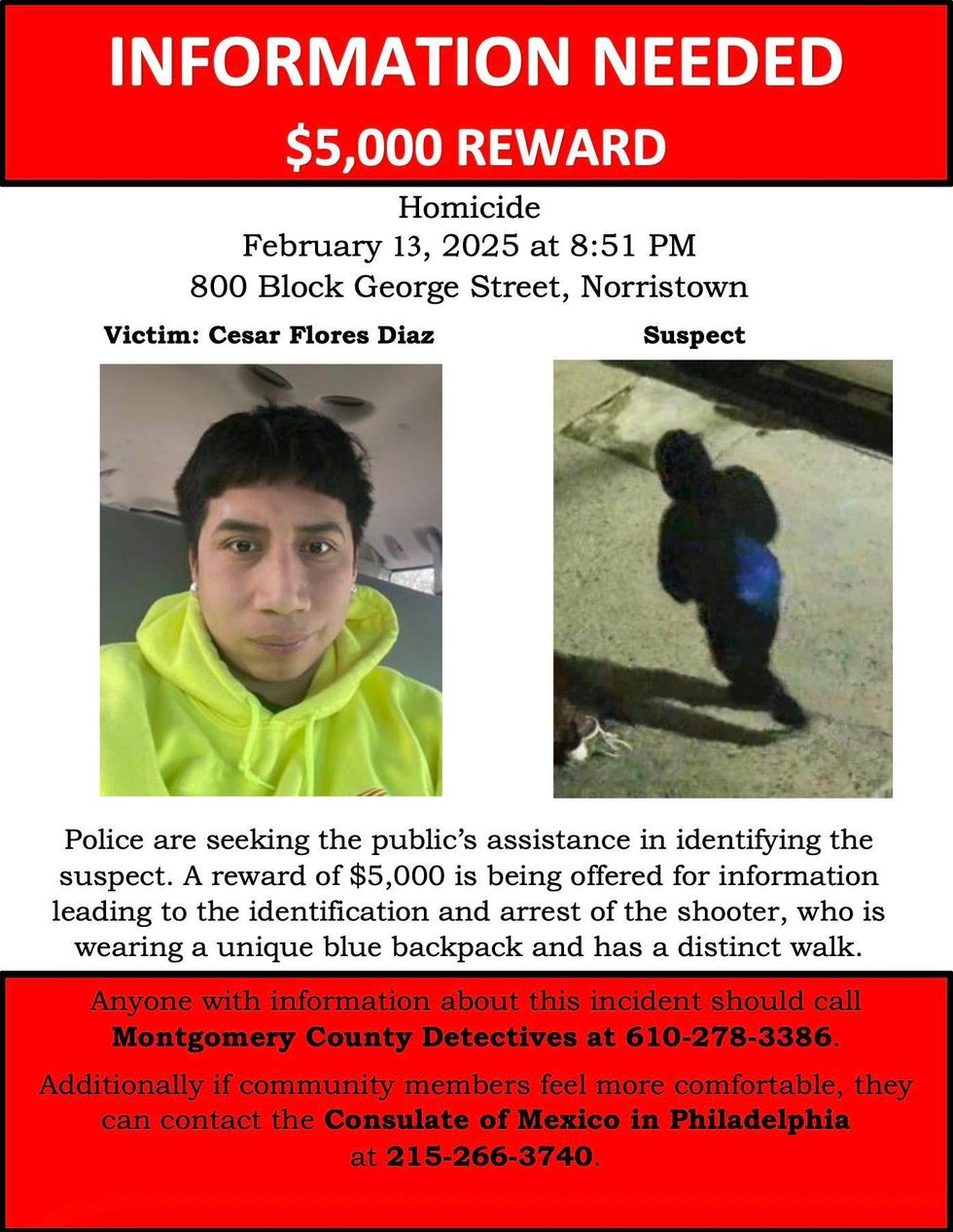 gunman wanted for deadly shooting in Norristown