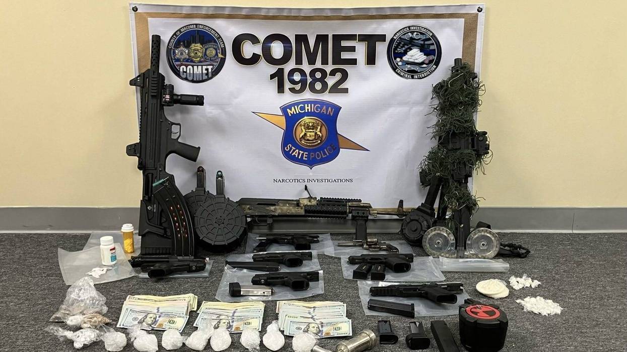 guns and drugs seizes by MSP are displayed