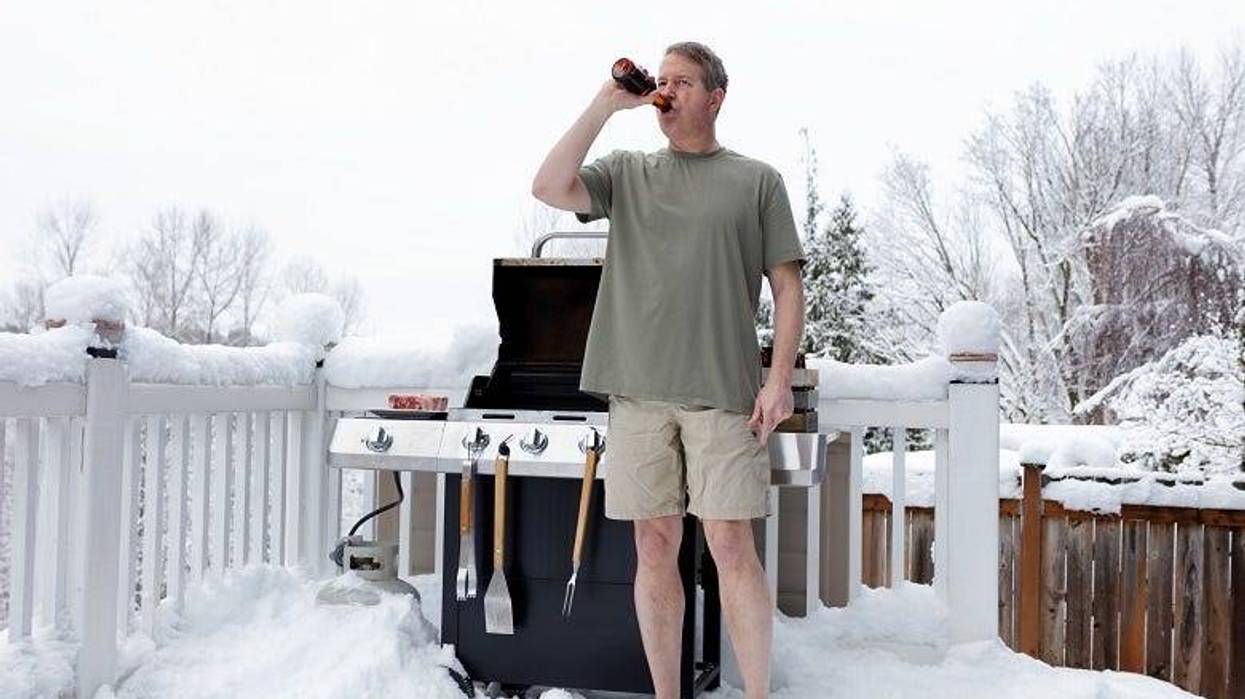 Guy in shorts in the Winter