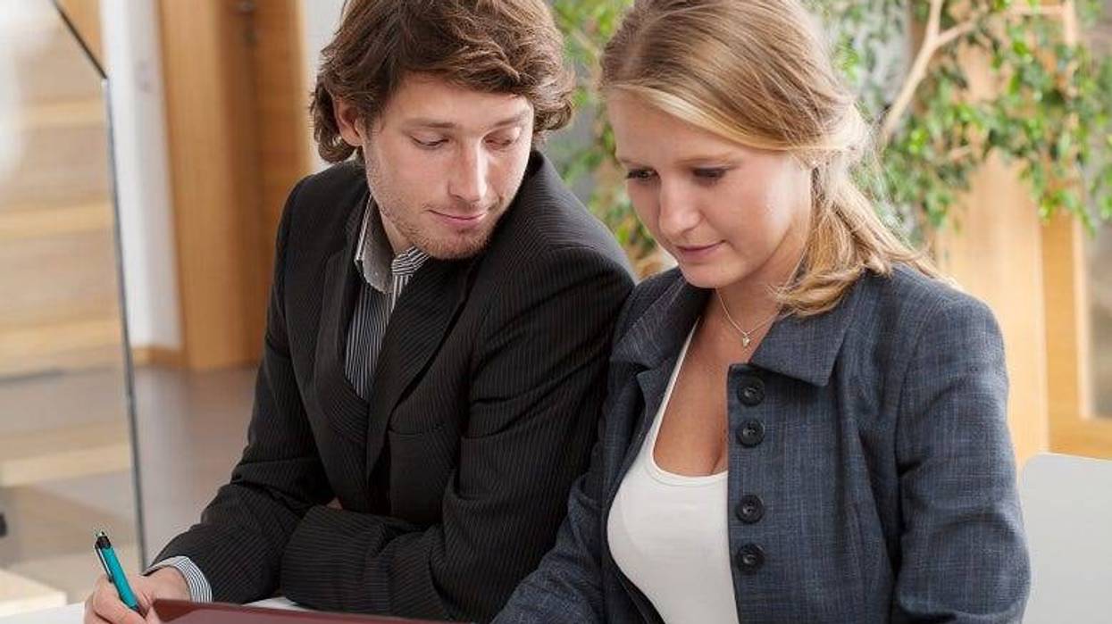 guy staring at woman's chest