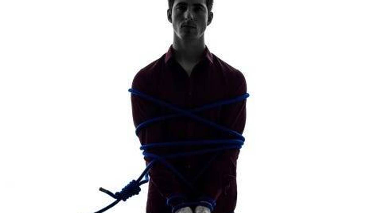 Guy Tied Up With Rope