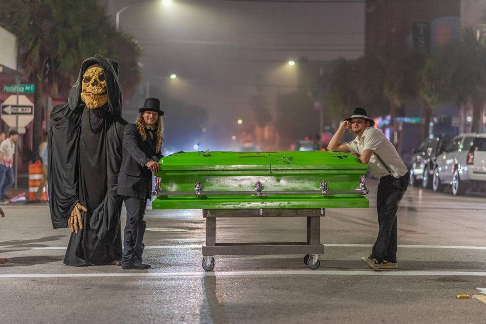 Guys with a coffin