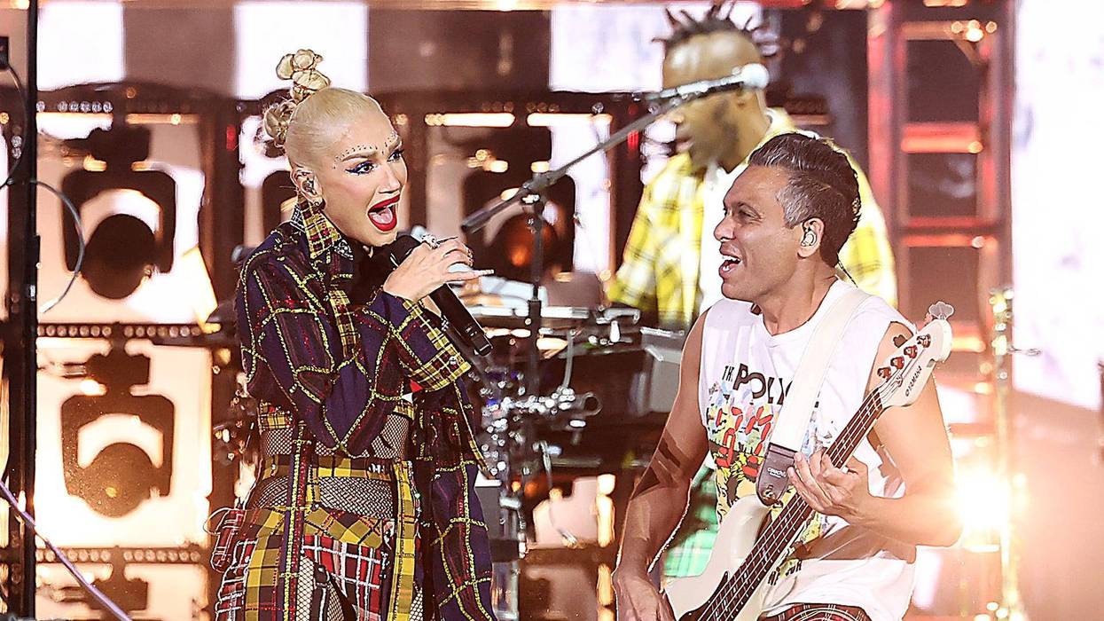 Gwen Stefani and Tony Kanal of No Doubt perform at the Coachella Stage during the 2024 Coachella Valley Music and Arts Festival at Empire Polo Club on April 13, 2024 in Indio, California.