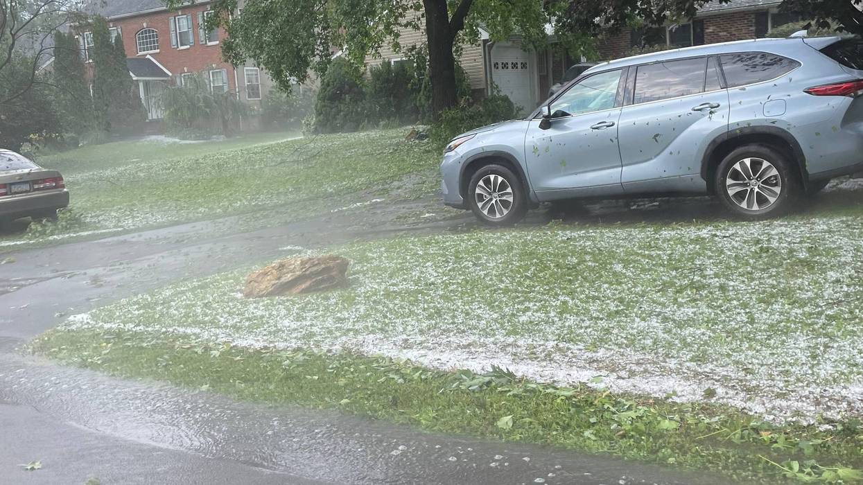 Hail that fell in metropolitan Philadelphia Wednesday.