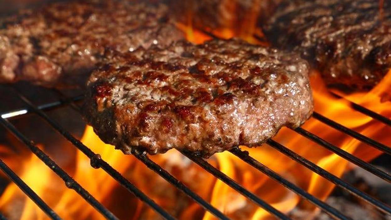 Hamburger On Grill
